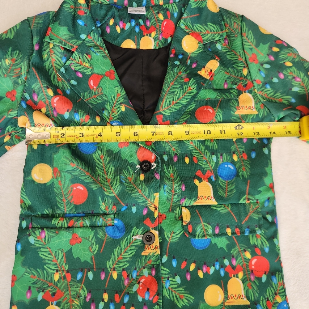 Christmas Suit Jacket And Pants Boys Sz Small‎ Tree Bells Lights - Picture 4 of 7